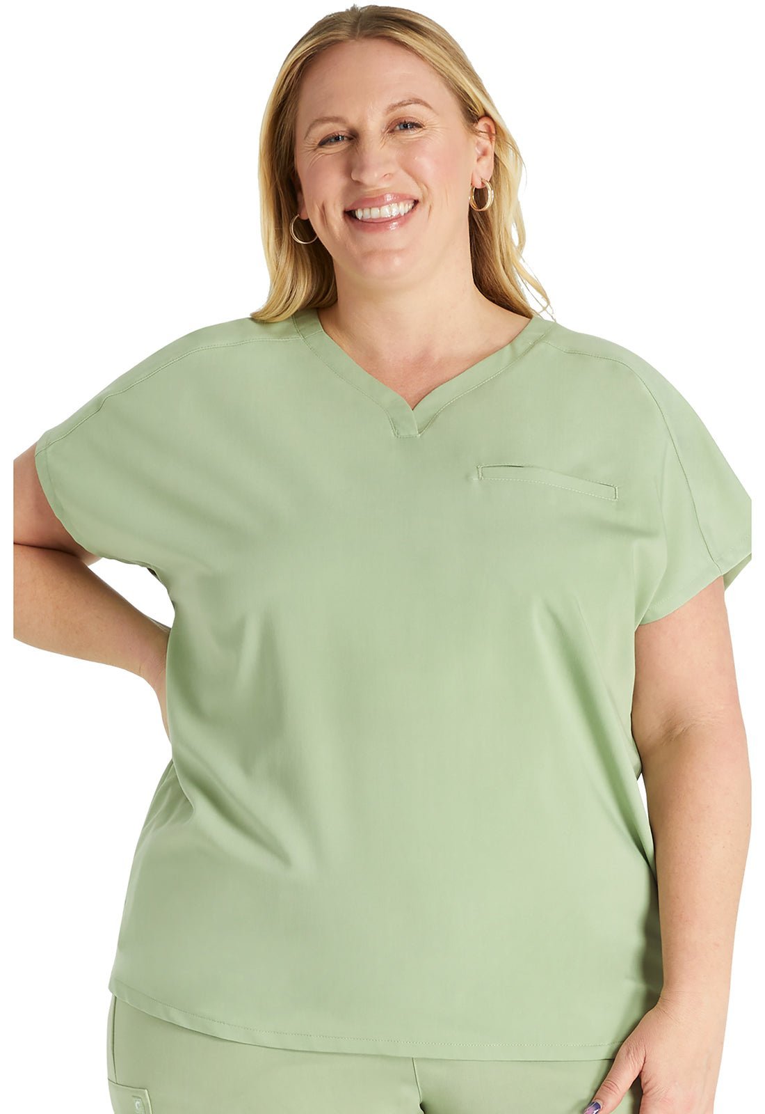 Cherokee Atmos Scrub V Neck Top CK836A in Blissful Sky, Cucumber, Sugar Melon - Scrubs Select