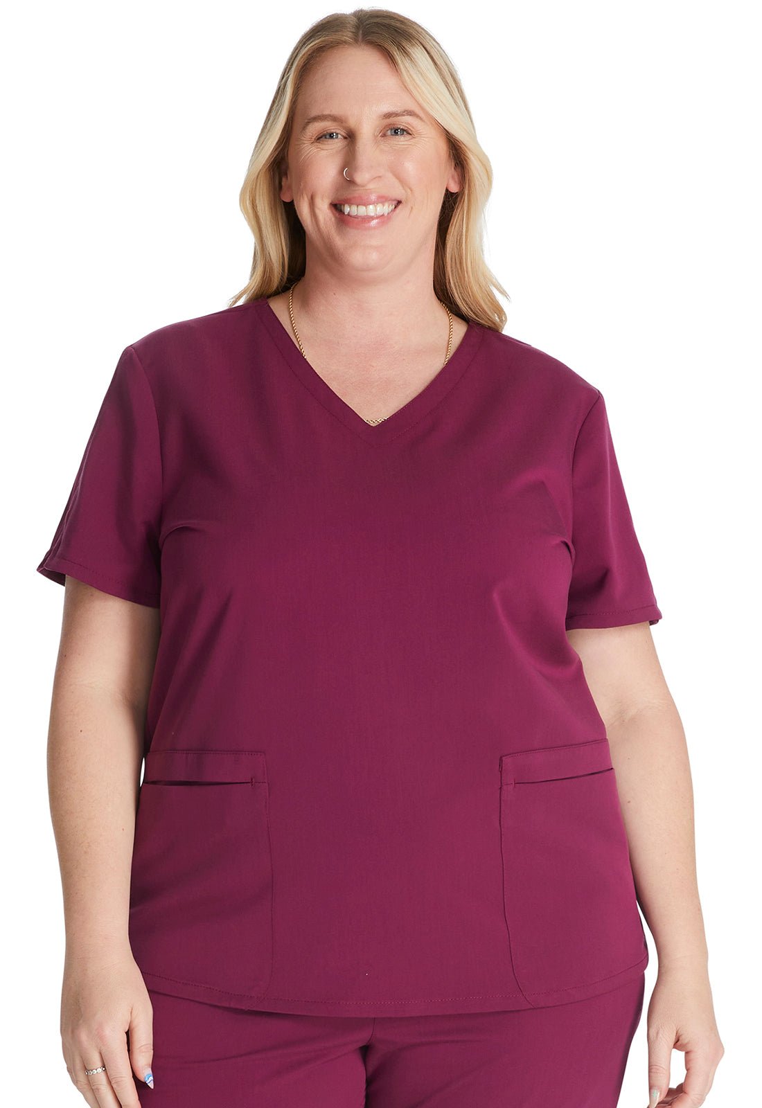 Cherokee Atmos Scrub V Neck Top CK837A in Black, Caribbean, Navy, Pewter, Royal, Wine - Scrubs Select
