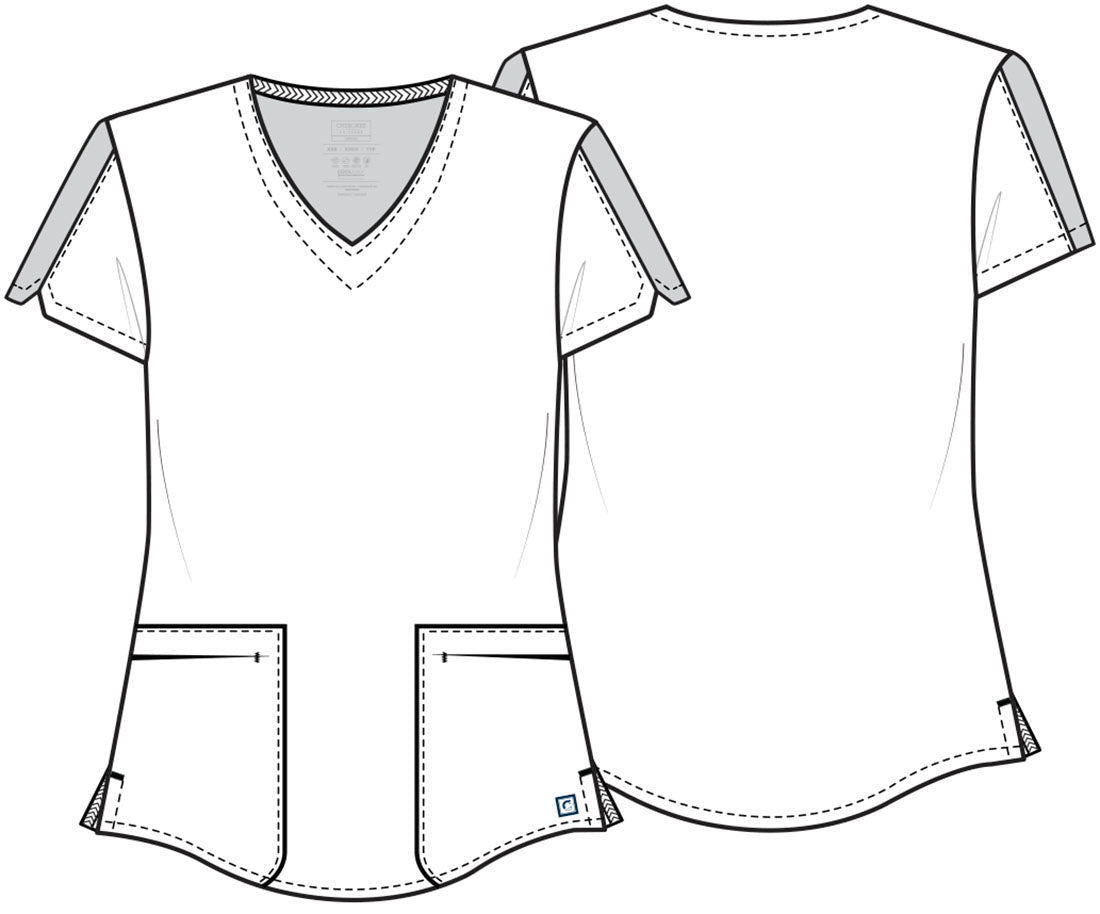 Cherokee Atmos Scrub V Neck Top CK837A in Black, Caribbean, Navy, Pewter, Royal, Wine - Scrubs Select