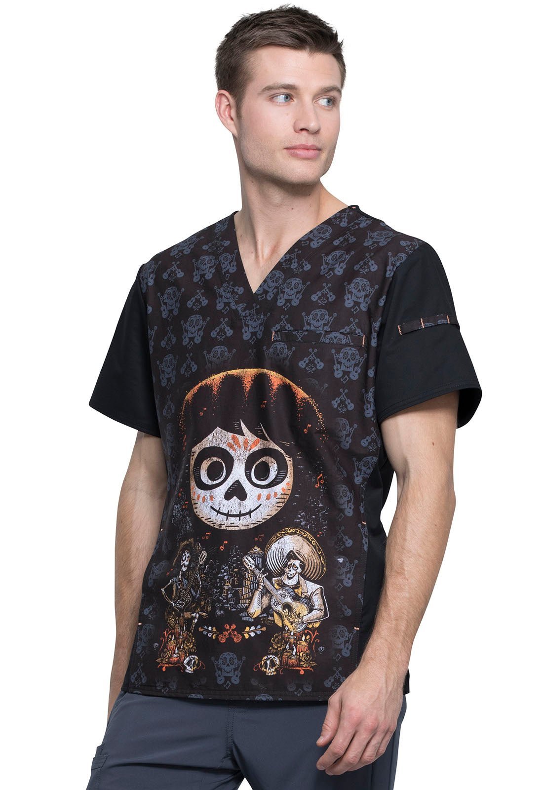 Coco Tooniforms Disney Pixar Men's V Neck Scrub Top TF700 COCC - Scrubs Select