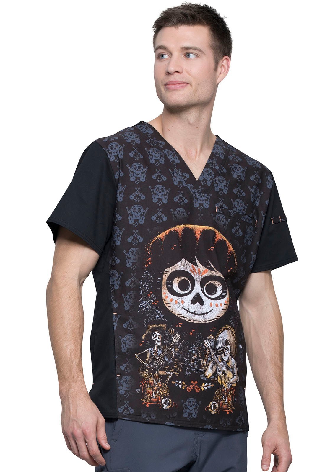 Coco Tooniforms Disney Pixar Men's V Neck Scrub Top TF700 COCC - Scrubs Select