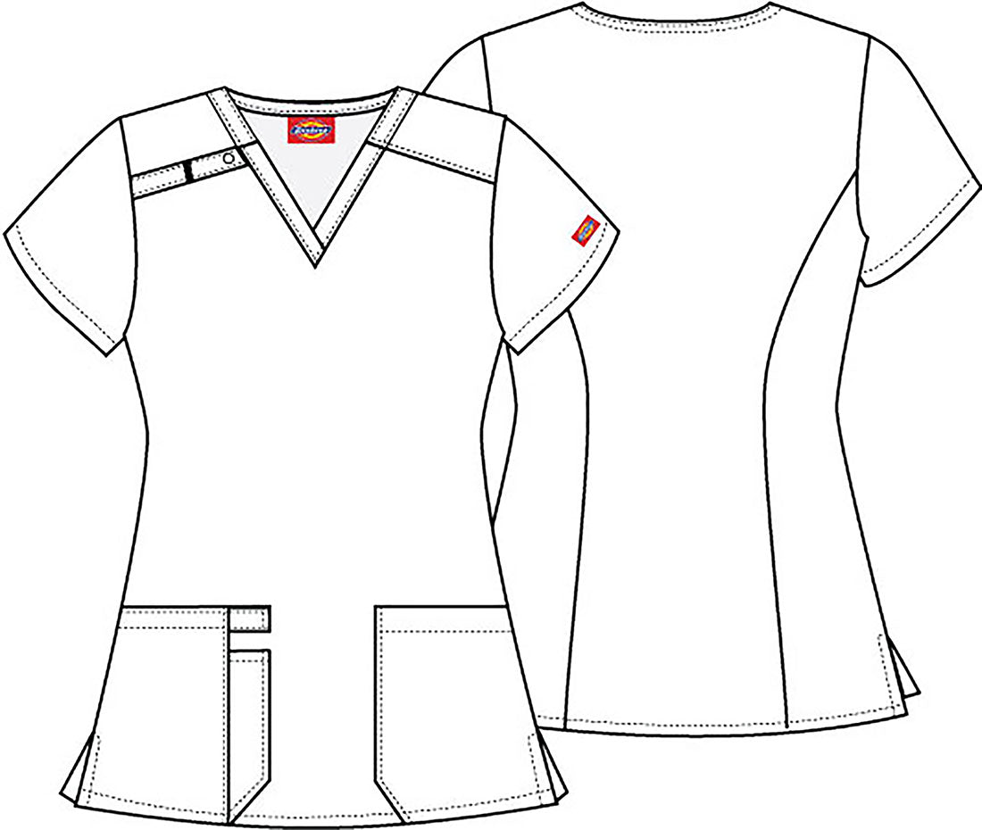 Denim Paisley Dickies EDS Print V Neck Scrub Top DK617 DNPY - Scrubs Select