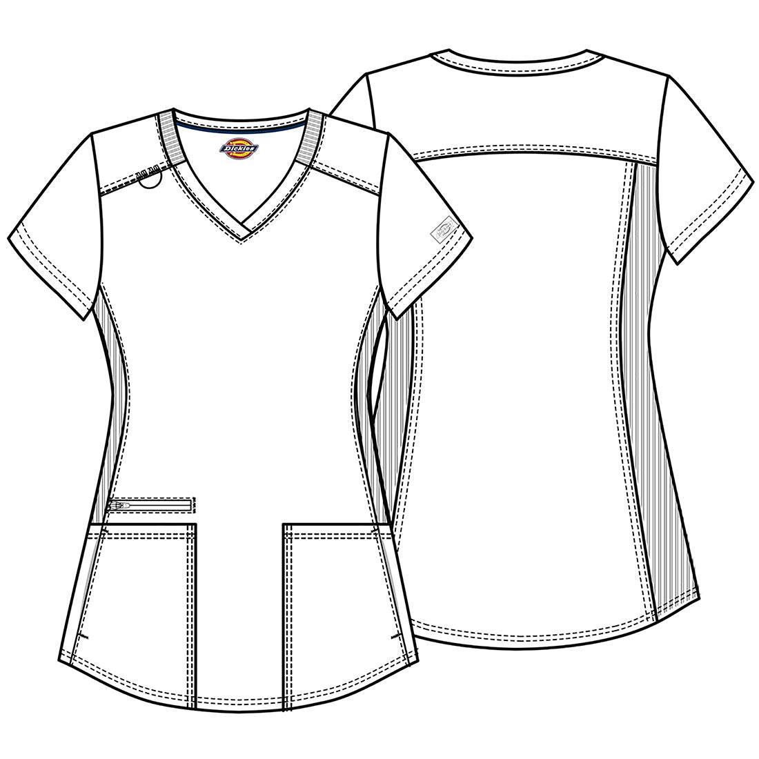 Dickies Balance V Neck Top DK875 in Blue Jean, Heather Peach, Heather Navy - Scrubs Select