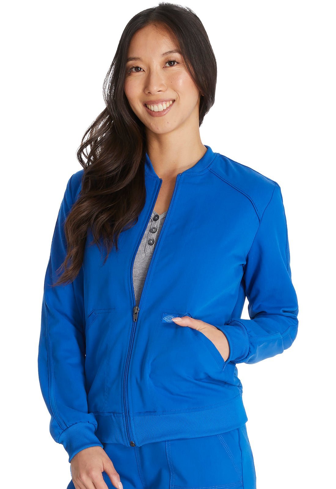 Dickies Balance Zip Front Jacket DK365 in Ciel, Royal - Scrubs Select