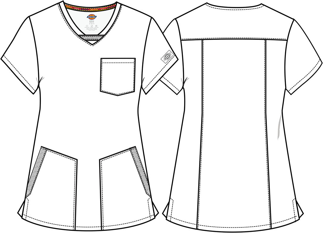 Dickies EDS Essentials V Neck Top DK641 in Black, Navy, Orchid Frost - Scrubs Select