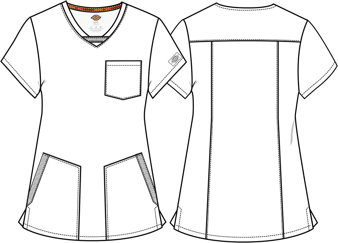 Dickies EDS Essentials V Neck Top DK641 in Black, Navy, Orchid Frost - Scrubs Select