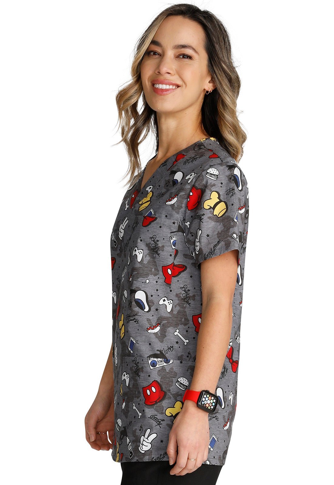 Disney Characters Cherokee Tooniforms Sensational Six Unisex V Neck Scrub Top TF687 MKIX - Scrubs Select