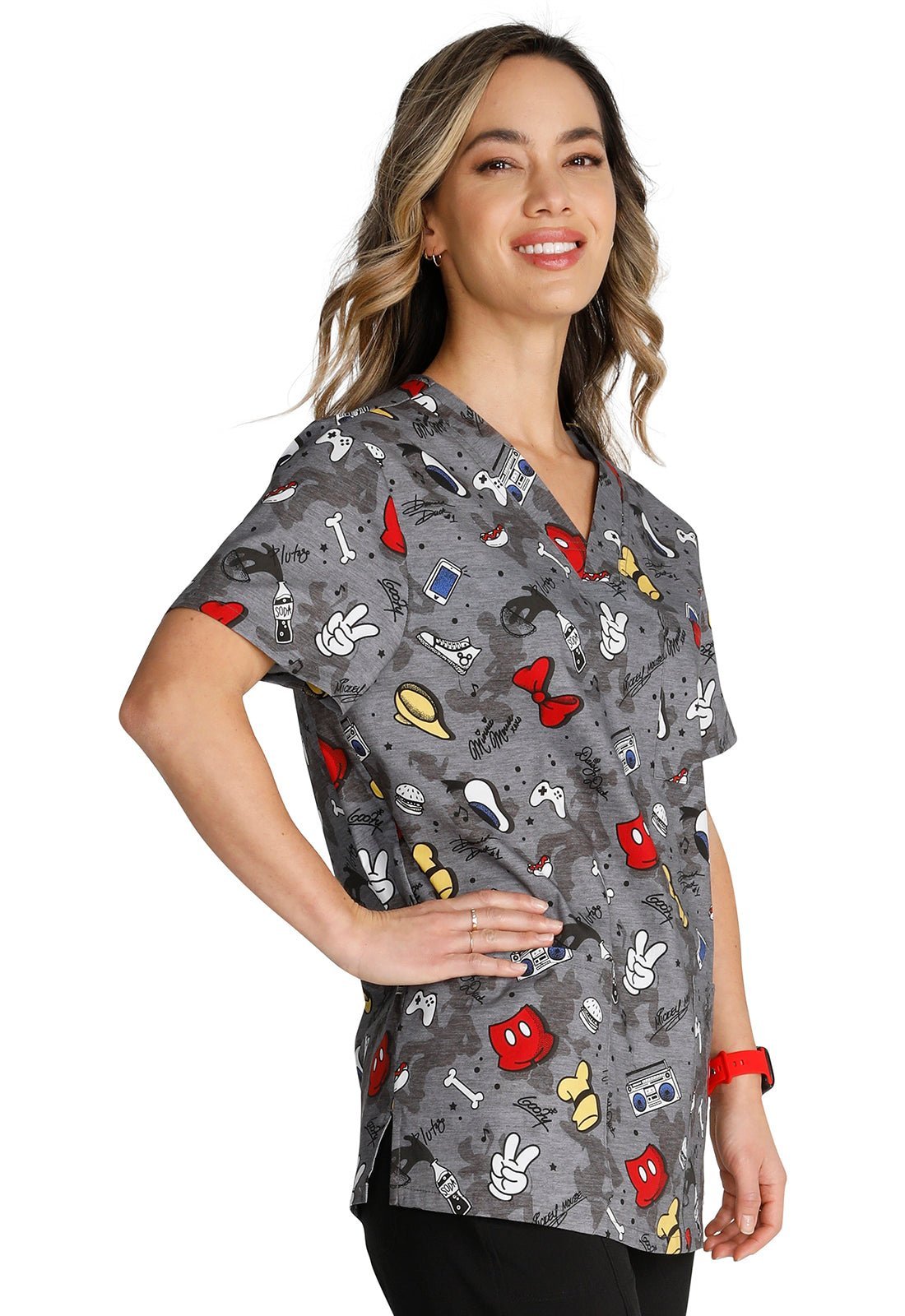 Disney Characters Cherokee Tooniforms Sensational Six Unisex V Neck Scrub Top TF687 MKIX - Scrubs Select