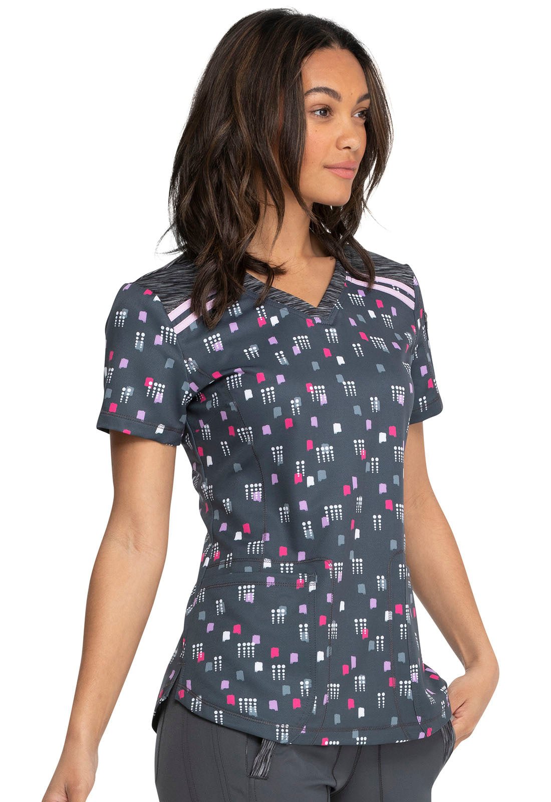 Dot Print Dickies Dynamix V Neck Scrub Top DK602 DTSG - Scrubs Select