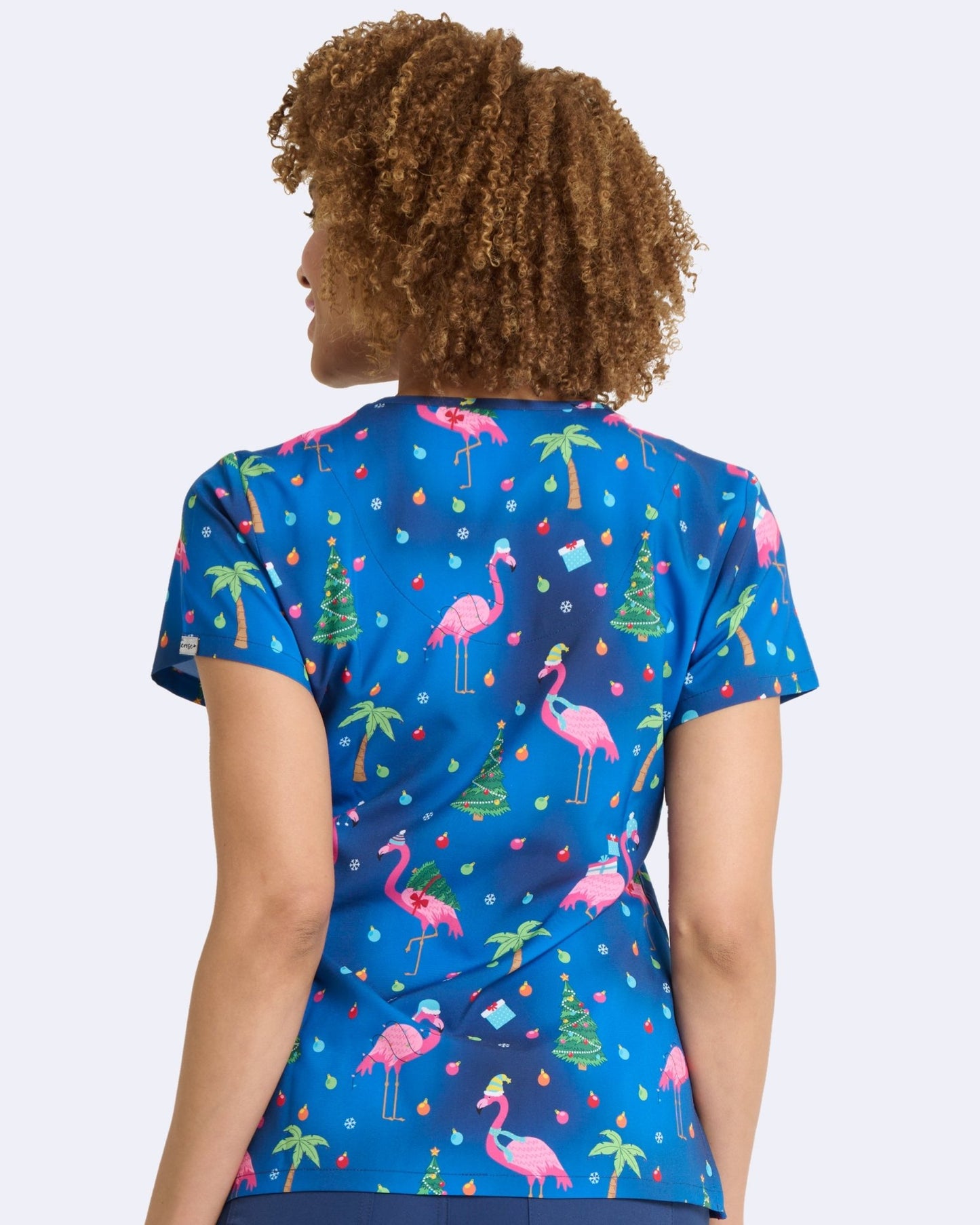 Fa La La La Mingo Zavate Christmas Print Scrub V Neck Top 1054 FLAM - Scrubs Select