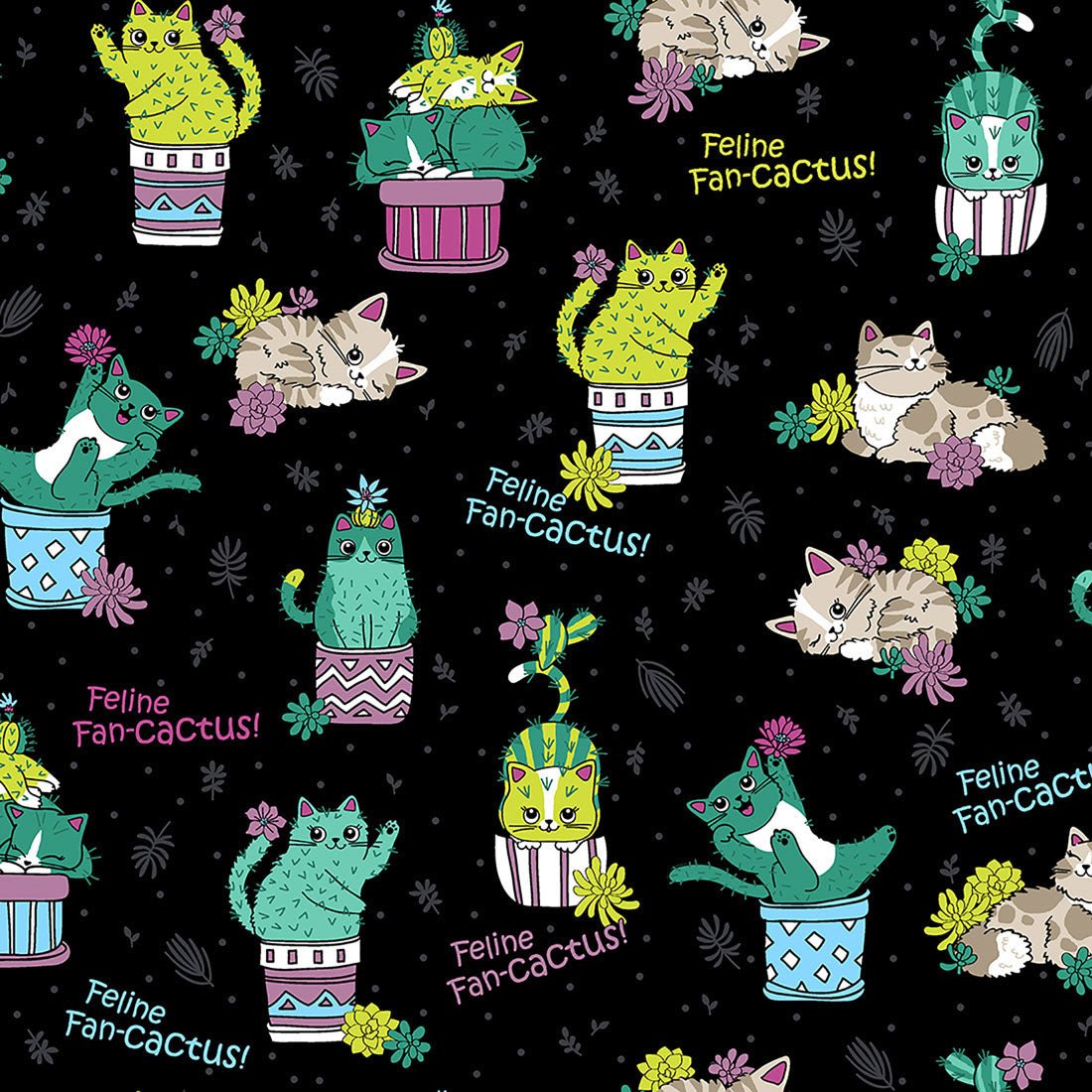 Feline Fan-cactus Cherokee Cat iFlex Print V Neck Knit Panel Scrub Top CK636 FFNC - Scrubs Select