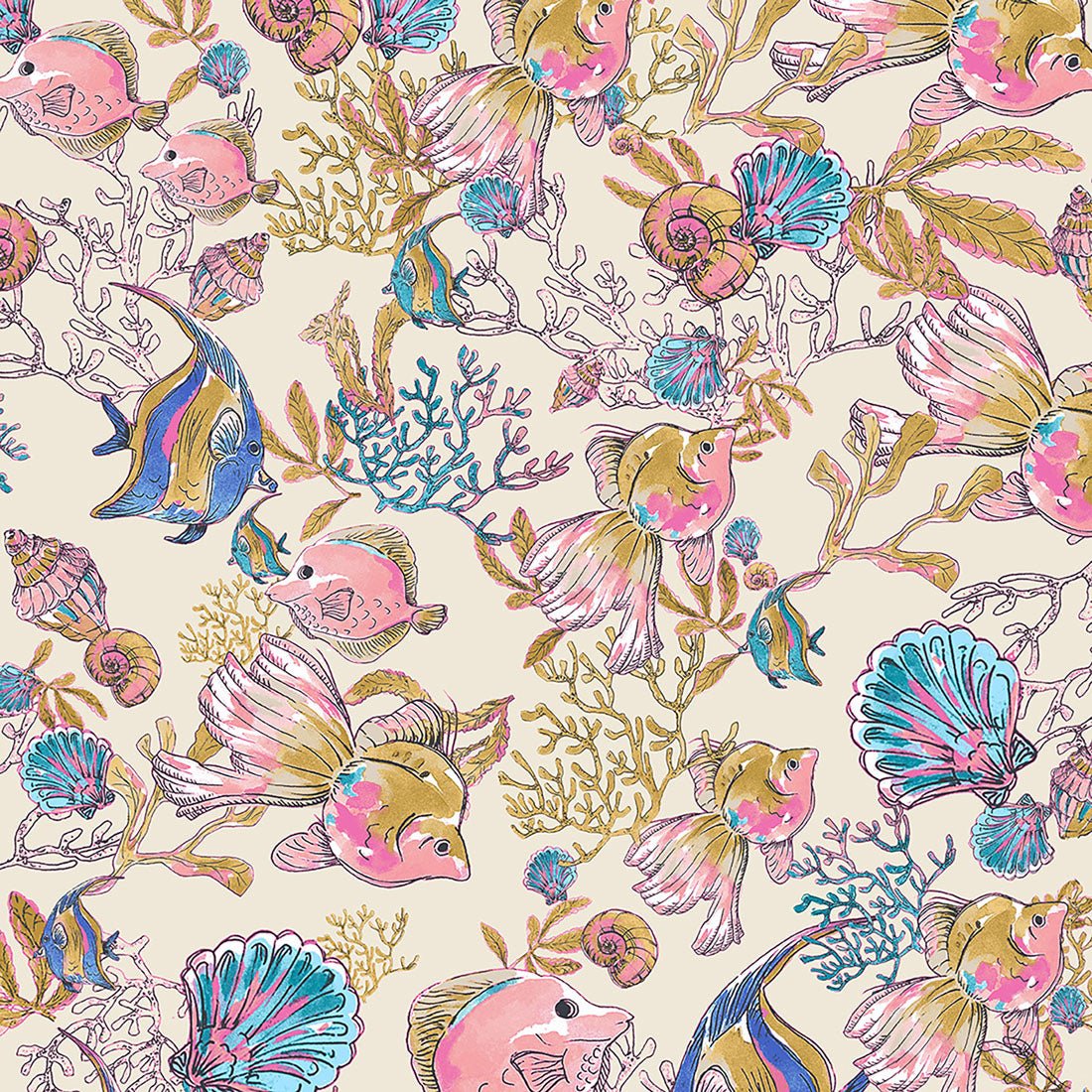 Fin-tastic Watercolor Cherokee Fish Print V Neck Scrub Top CK671 FTWL - Scrubs Select