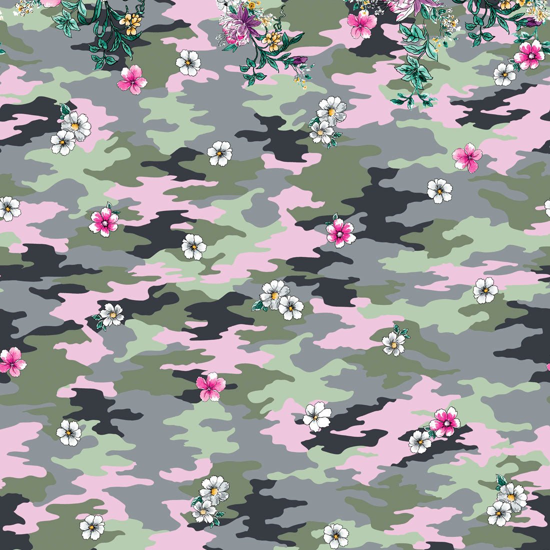 Floral Camo Dickies Dynamix Print Rounded V Neck Scrub Top DK618 FOFZ - Scrubs Select