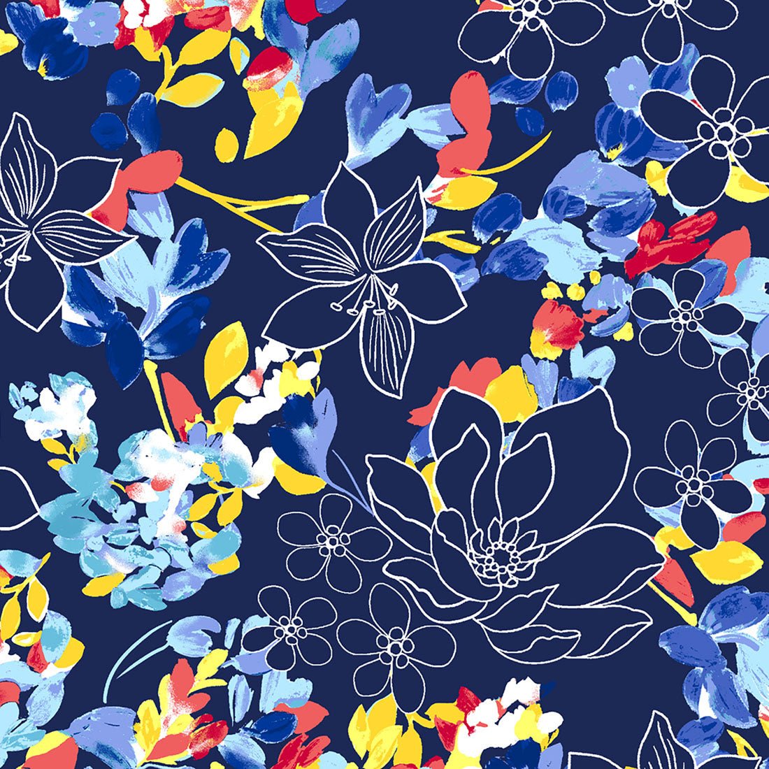 Floral Cherokee iflex Print Mock Wrap Knit Panel Scrub Top CK642 FUNZ - Scrubs Select