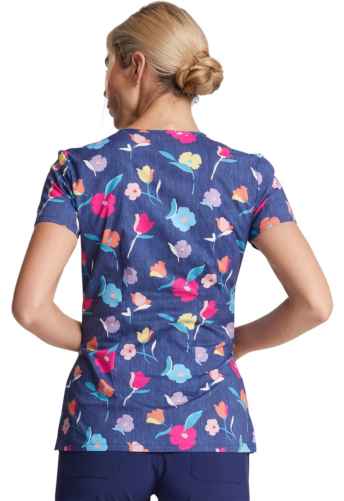 Floral Dickies Print V Neck Scrub Top DK700 DNGD - Scrubs Select