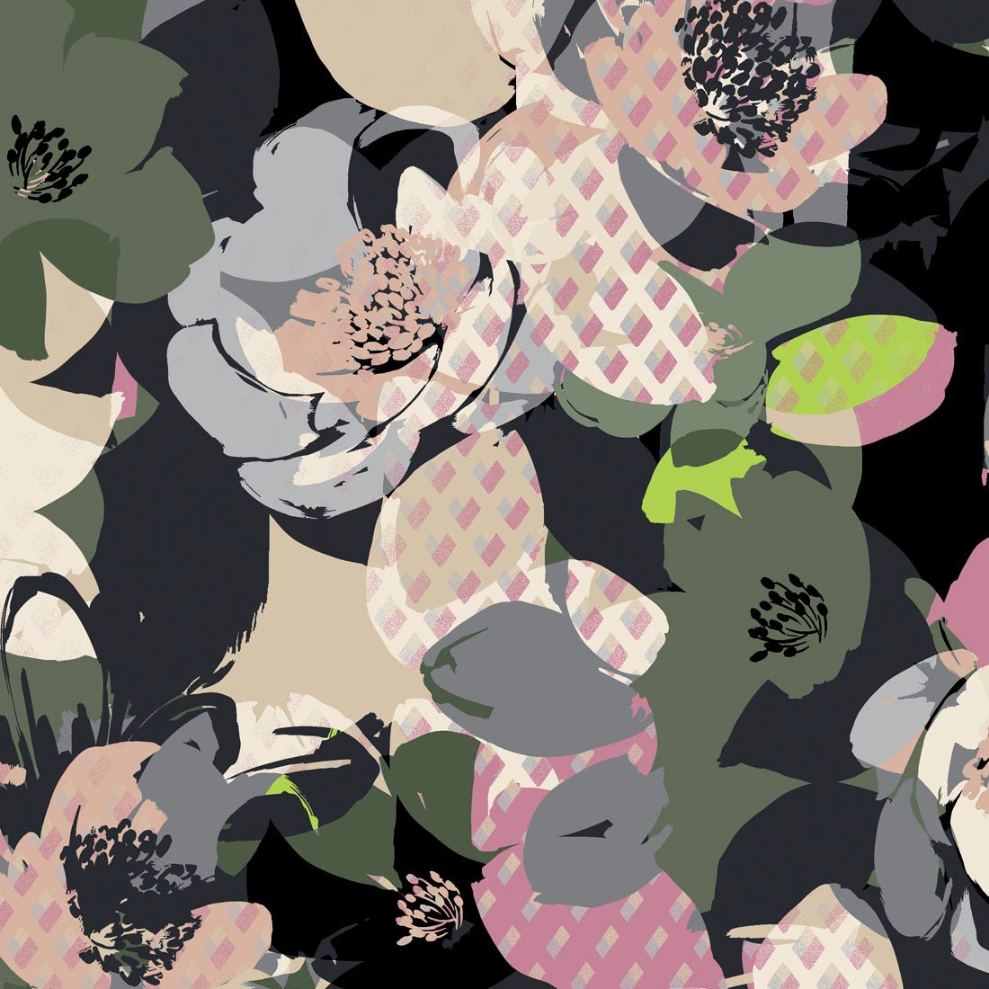 Floral Print Dickies Dynamix V Neck Scrub Top DK731 GRGO - Scrubs Select