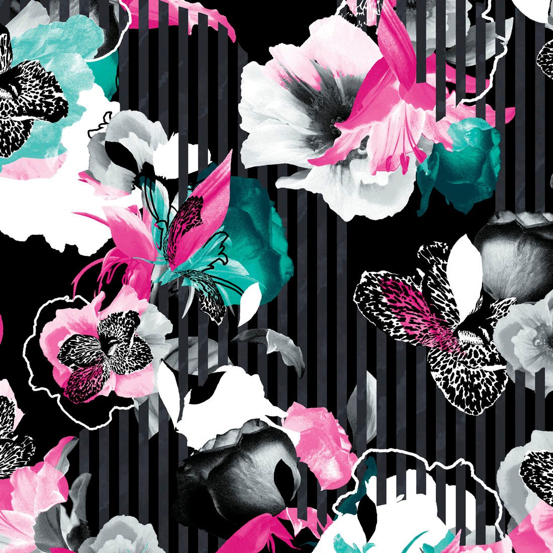 Floral Print Dickies Dynamix V Neck Scrub Top DK732 MTTR - Scrubs Select