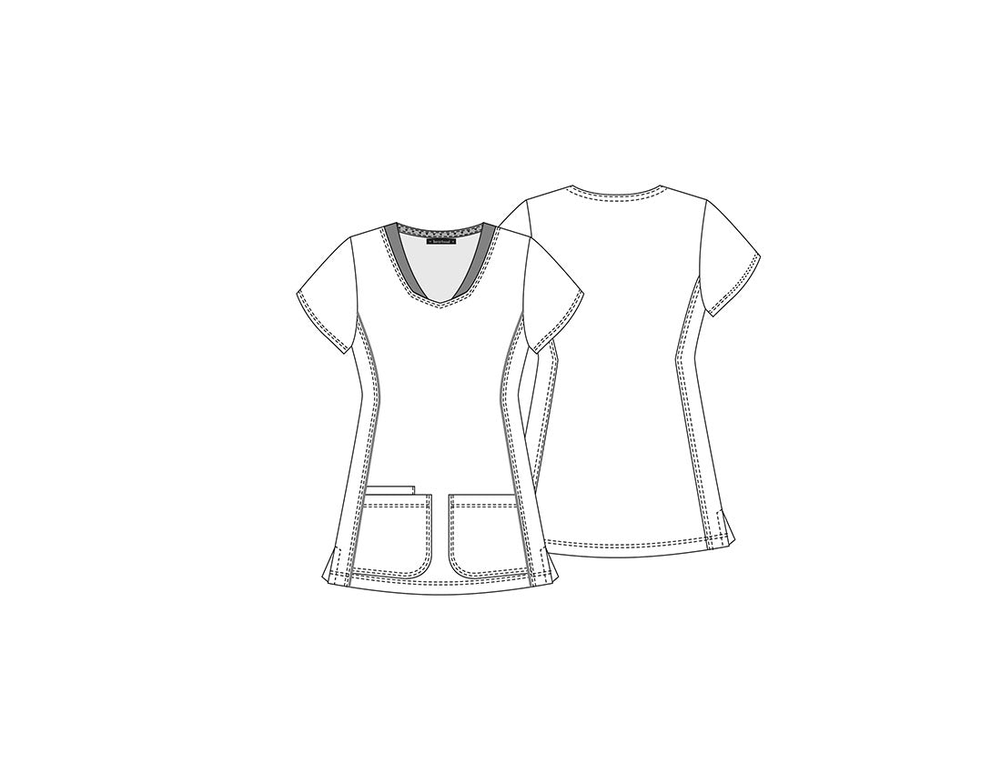 Floral Print Shaped V Neck Scrub Top HS601 LEGG - Scrubs Select