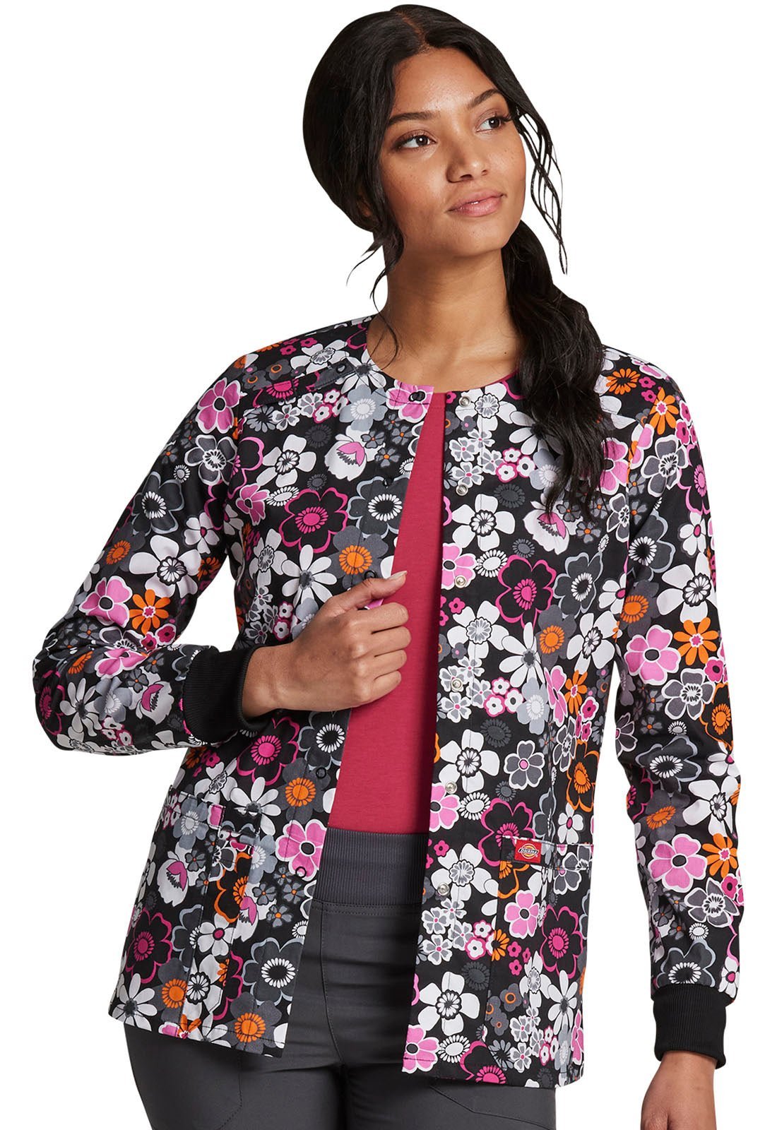 Floral Print Snap Front Scrub Jacket DK306 BOTO - Scrubs Select