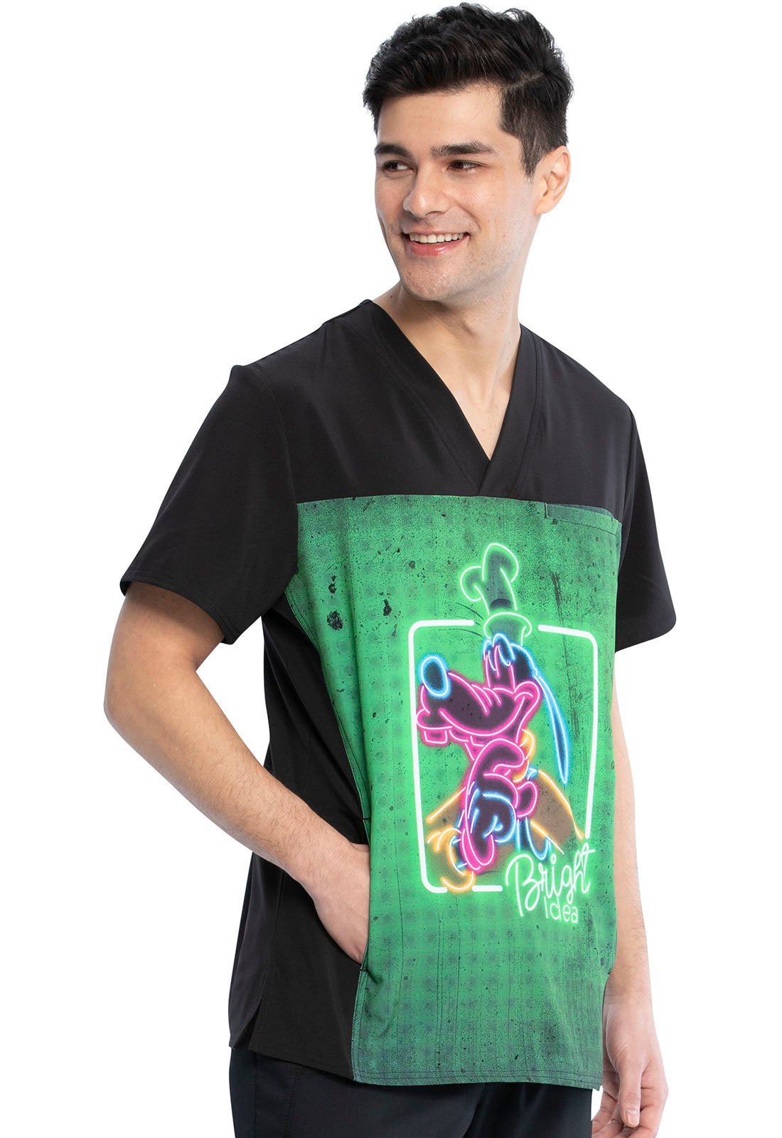 Goofy Cherokee Tooniforms Disney Men's V Neck Scrubs Top TF712 MKFY - Scrubs Select