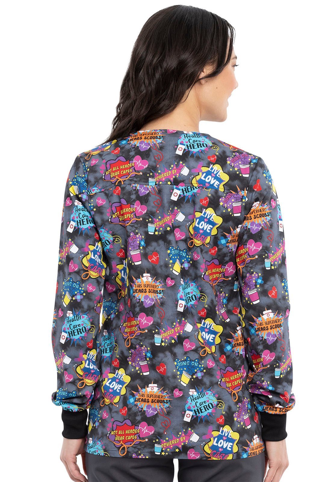 Healthcare Hereos Cherokee Print Warm Up Scrub Jacket CK301 HEHC - Scrubs Select