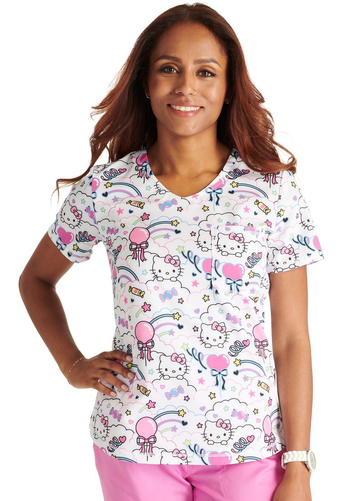 Hello Kitty Cherokee Tooniforms - Sanrio Rounded V Neck Scrub Top