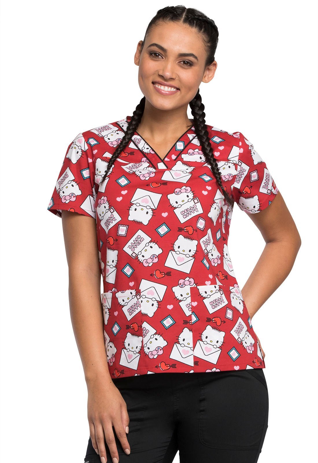 Hello Kitty Tooniforms Licensed Sanrio V Neck Scrub Top TF610 HKTT - Scrubs Select