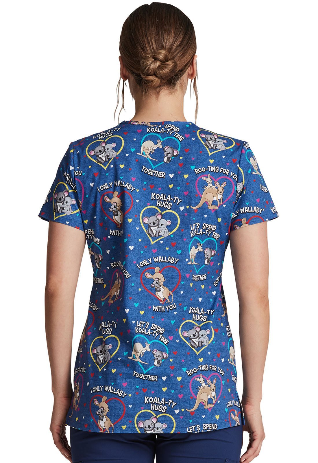 Kangaroo Wallaby Print Dickies EDS V Neck Scrub Top DK704 RTFU - Scrubs Select