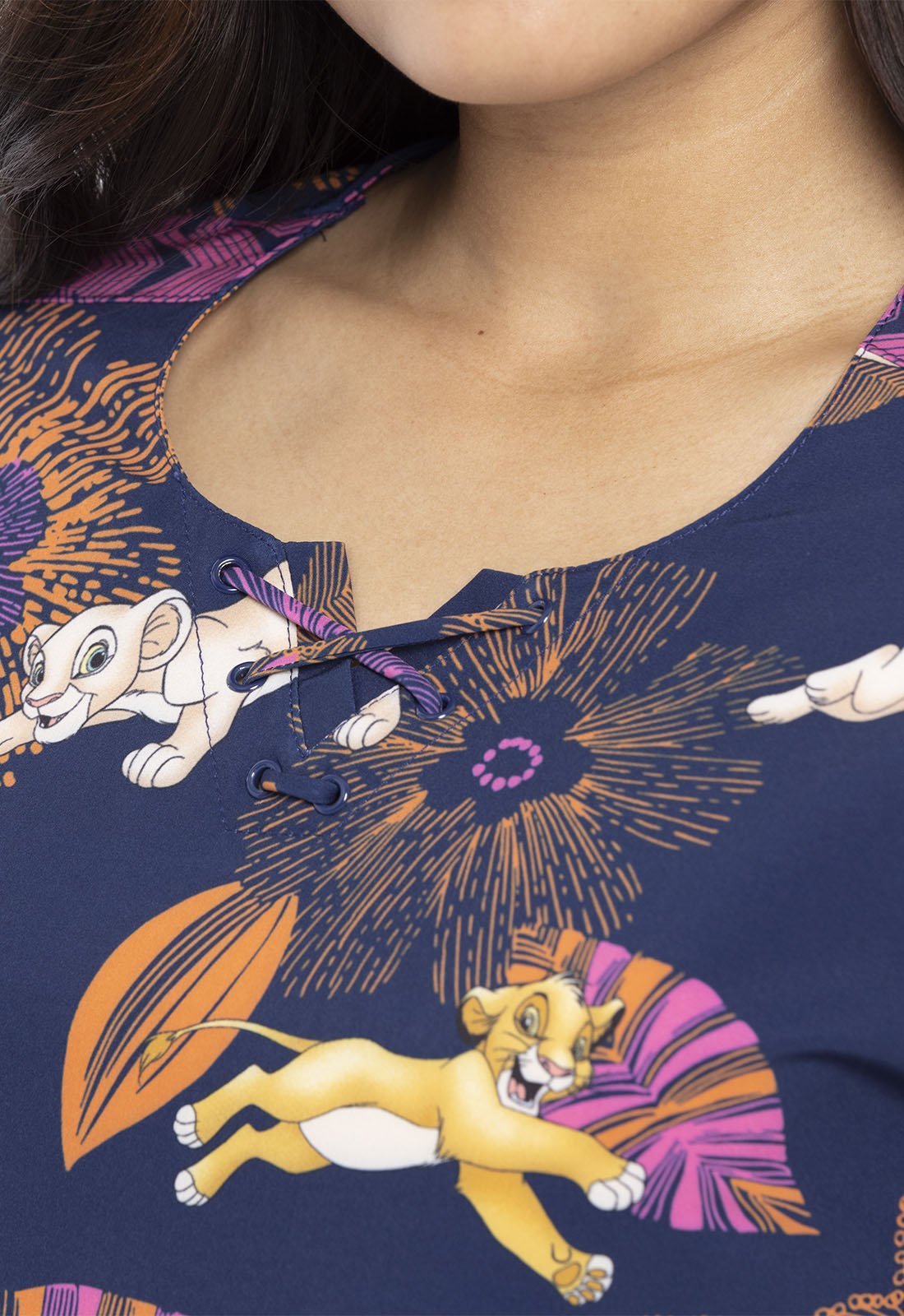 Lion King Tooniforms Disney Round Neck Scrub Top TF664 LKNB - Scrubs Select
