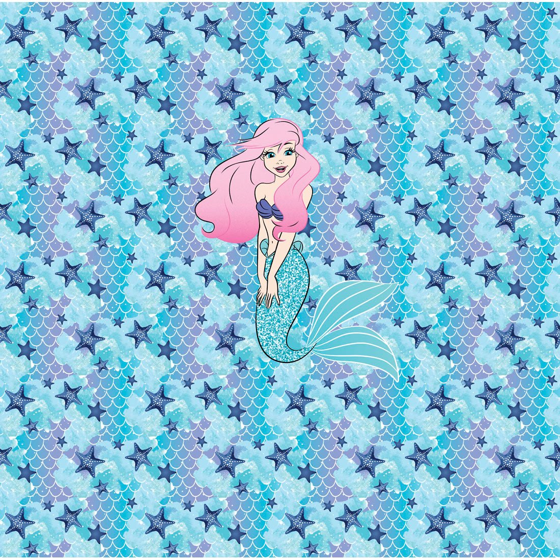 Little Mermaid Print V Neck Scrub Top HS832 PROA - Scrubs Select