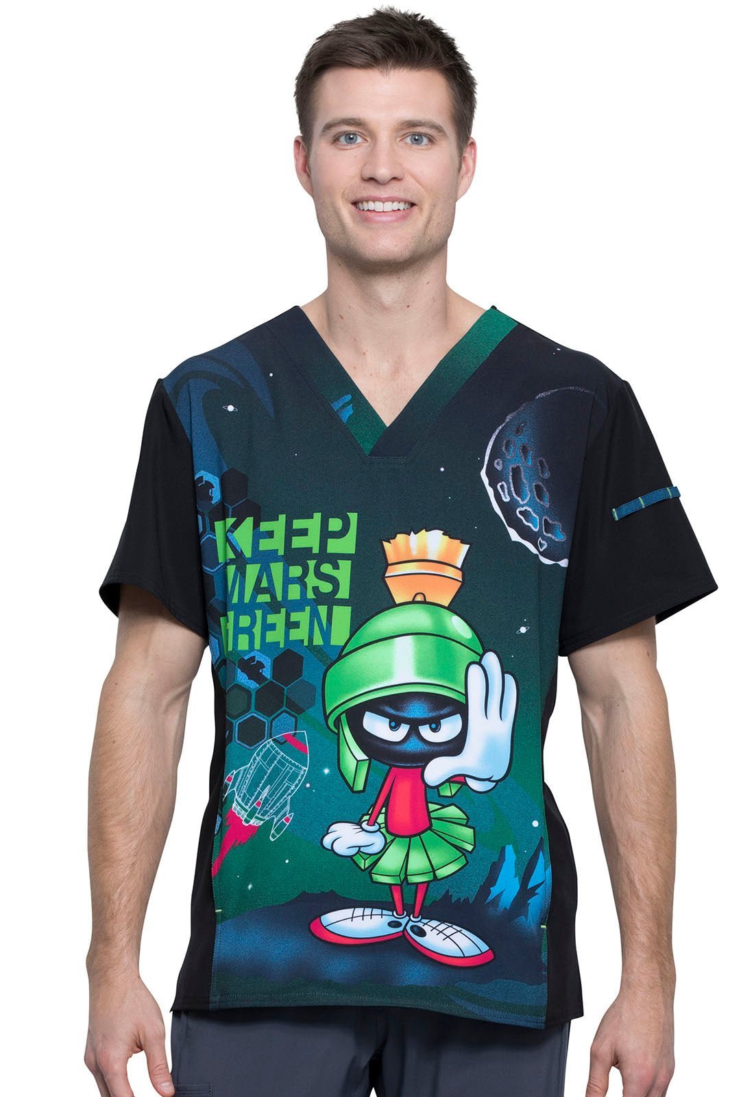 Looney Tunes Tooniforms Licensed Men's V - Neck Scrub Top TF708 LTMG - Scrubs Select