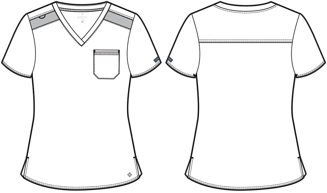 Med Couture Touch V Neck Scrub Top MC7448 in Eggplant, Pink, Lilac, Olive, Sea Mist, Slate, Teal - Scrubs Select