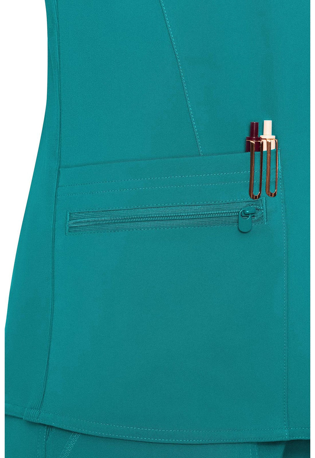 Med Couture Touch V Neck Scrub Top MC7468 in Coral, Hunter, Slate, Teal - Scrubs Select