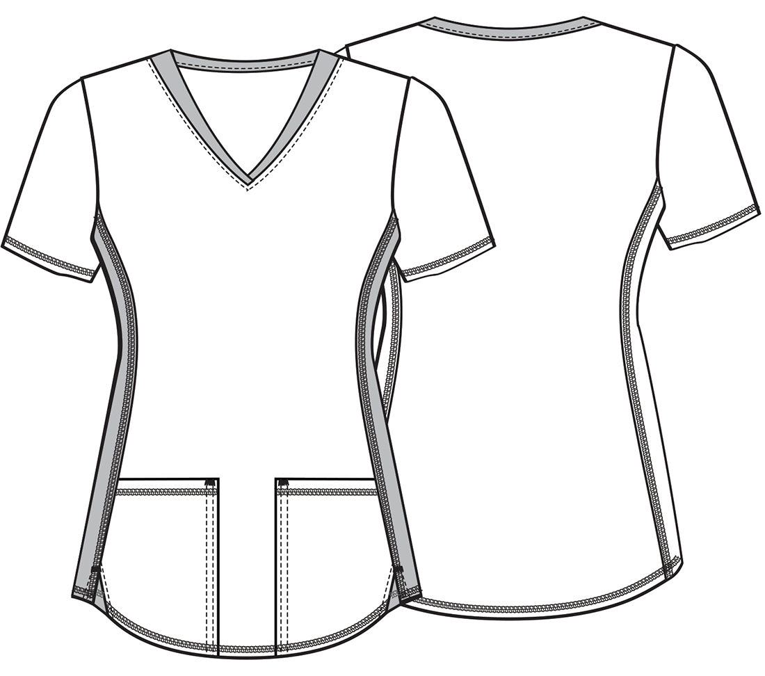 Mickey Minnie Mouse Cherokee Tooniforms Disney Christmas V Neck Top TF783 MKNU - Scrubs Select