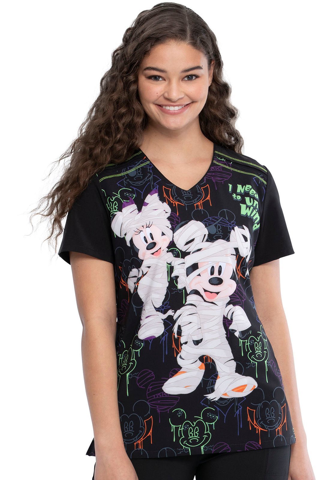 Mickey & Minnie Mouse Tooniforms Halloween Licensed V - Neck Scrub Top TF639 MKUW - Scrubs Select
