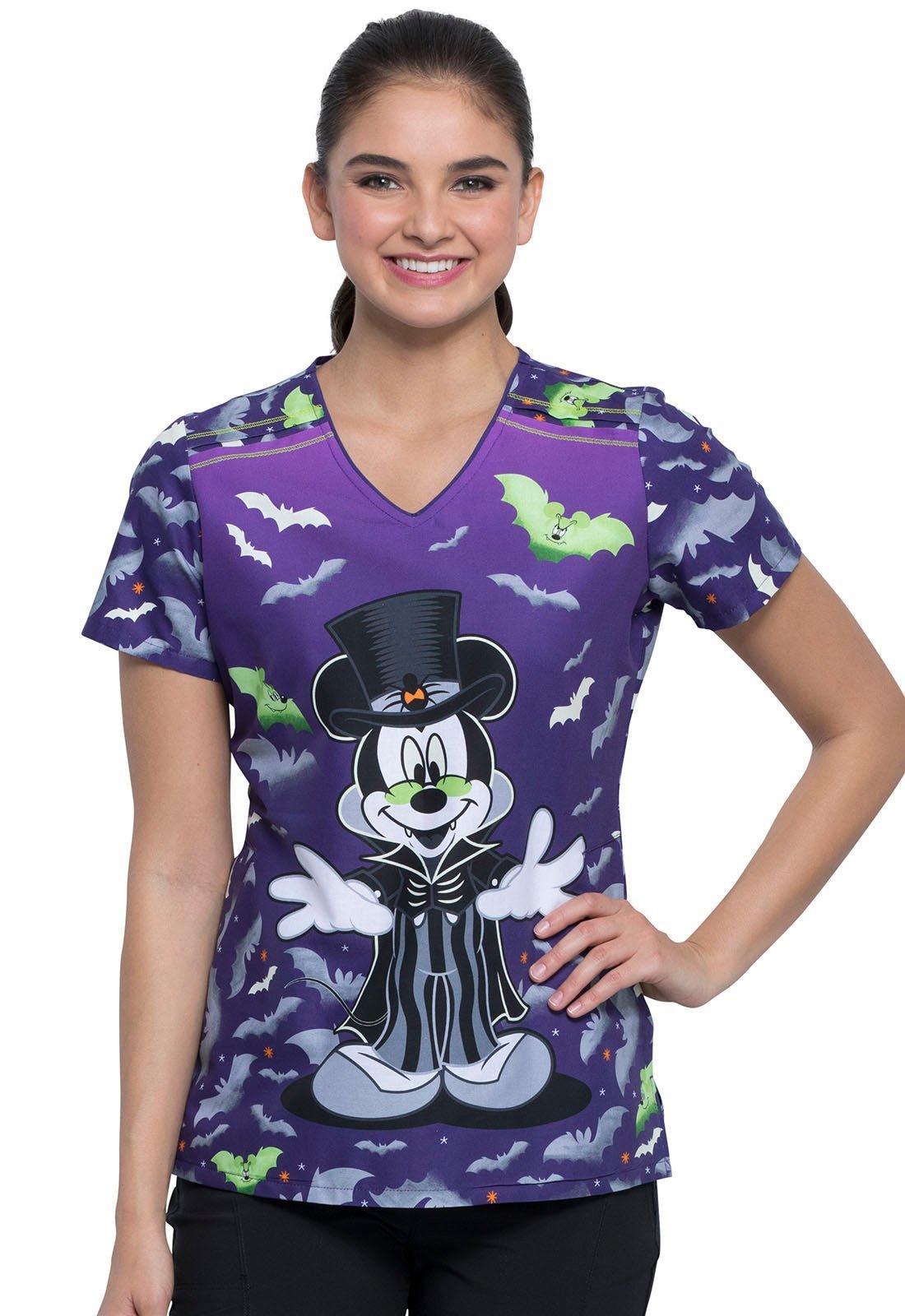 Mickey Mouse Tooniforms Disney Halloween V Neck Scrub Top TF629 MKVAD - Scrubs Select