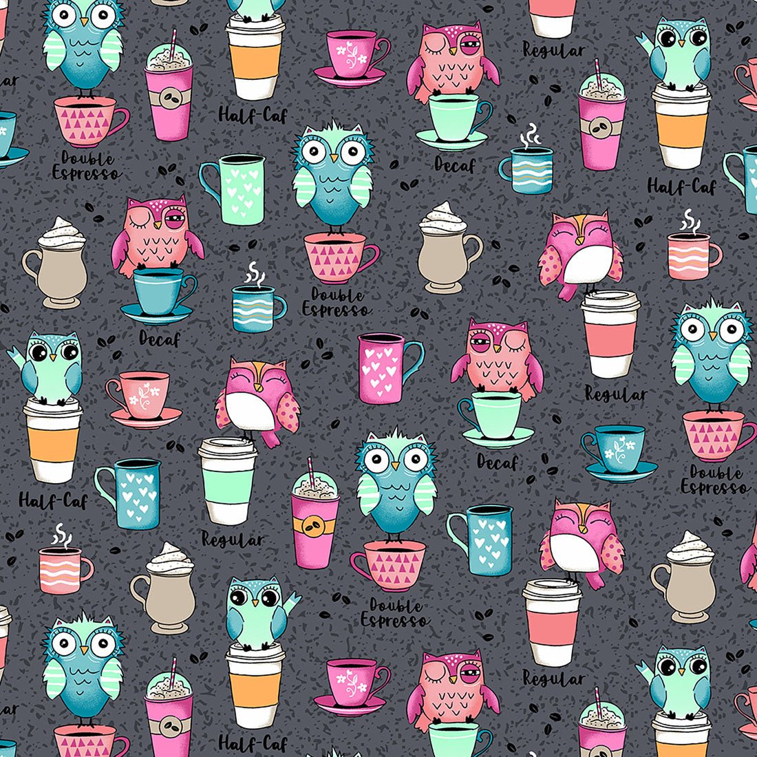 Owl I Need Is Coffee Cherokee Print V Neck Scrub Top CK793 ONCF - Scrubs Select