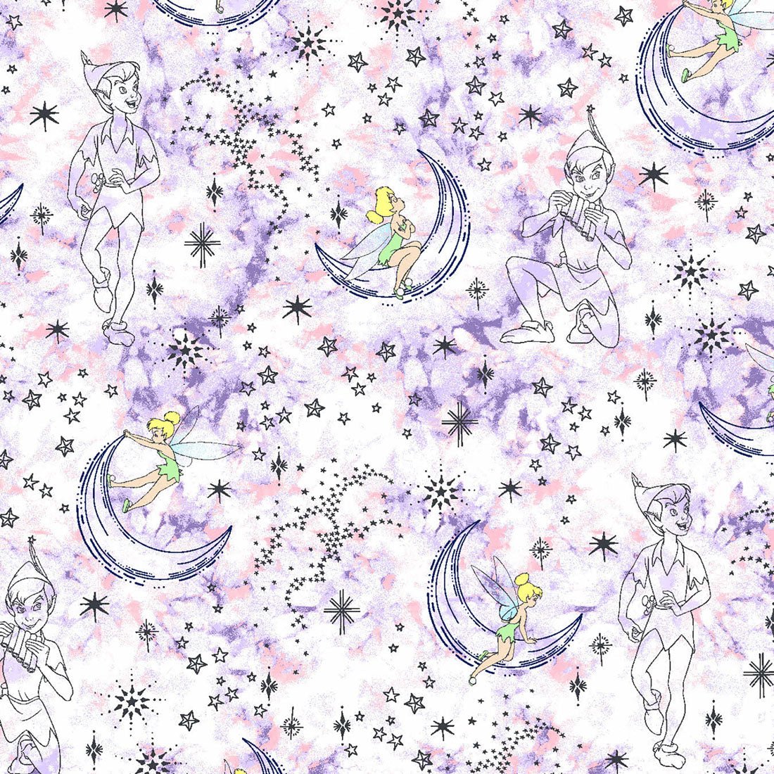 Peter Pan Tinker Bell Heartsoul Disney Print V Neck Scrub Top HS663 PEGD - Scrubs Select