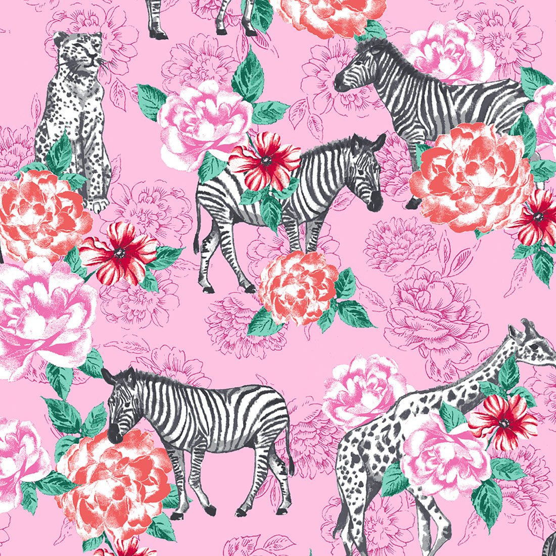 Safari Cherokee iflex Print V Neck Knit Panel Scrub Top CK641 STFI - Scrubs Select