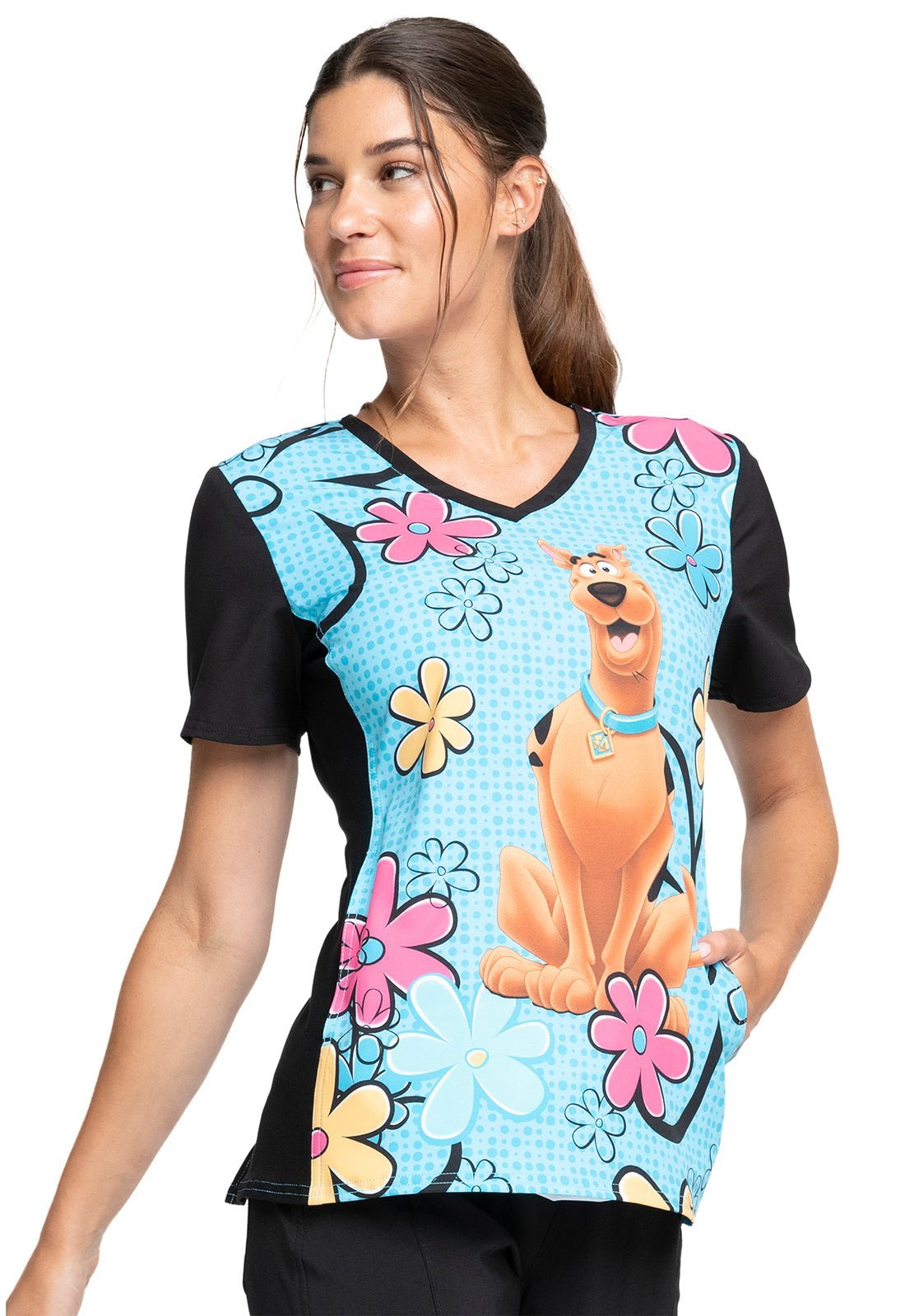 Scooby Doo Cherokee Tooniforms Licensed V - Neck Scrub Top TF678 SDIN - Scrubs Select