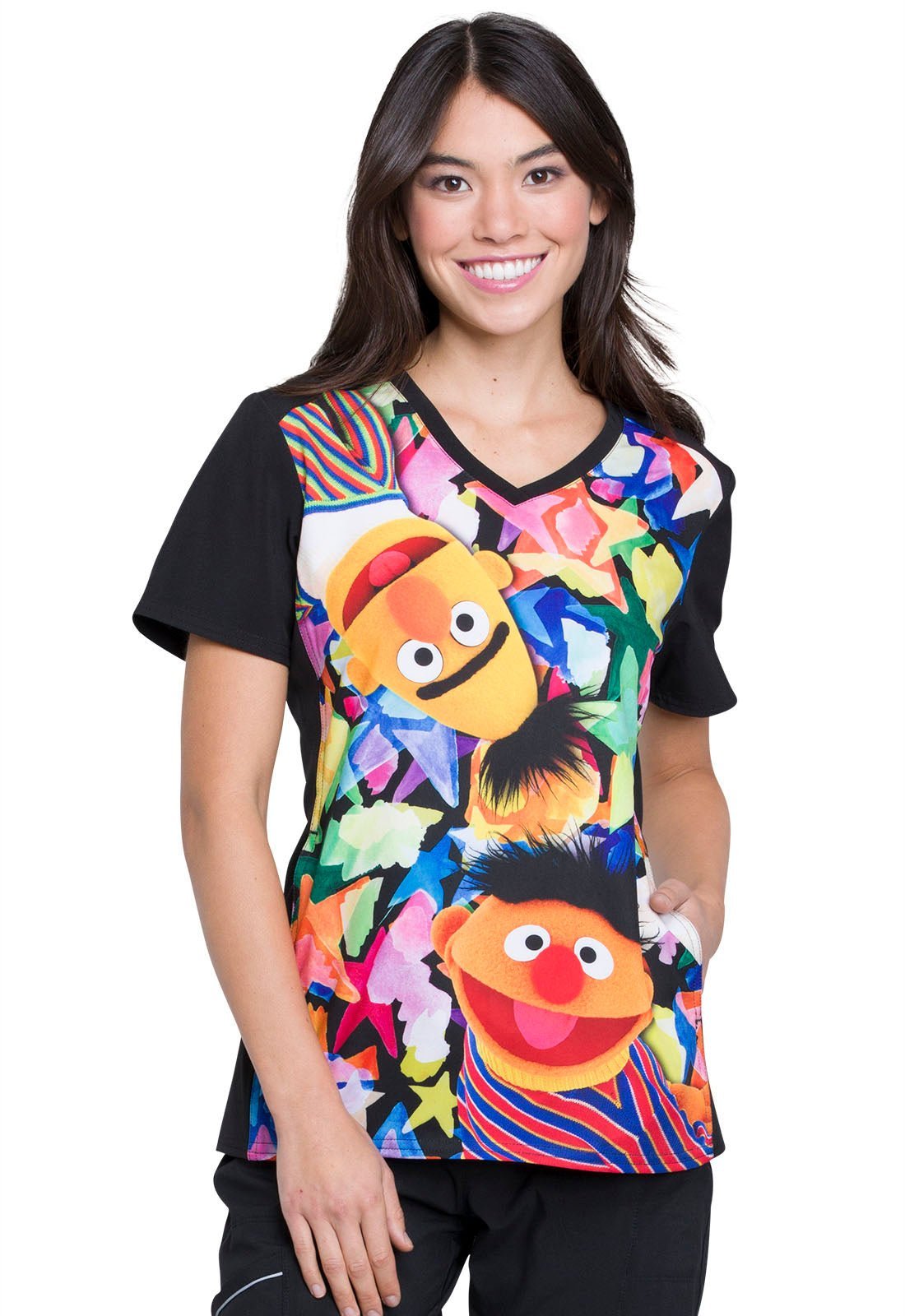 Sesame Street Tooniforms Licensed V Neck Scrub Top TF637 SWBA - Scrubs Select