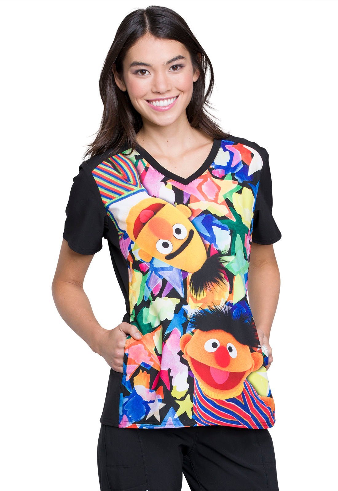 Sesame Street Tooniforms Licensed V Neck Scrub Top TF637 SWBA - Scrubs Select