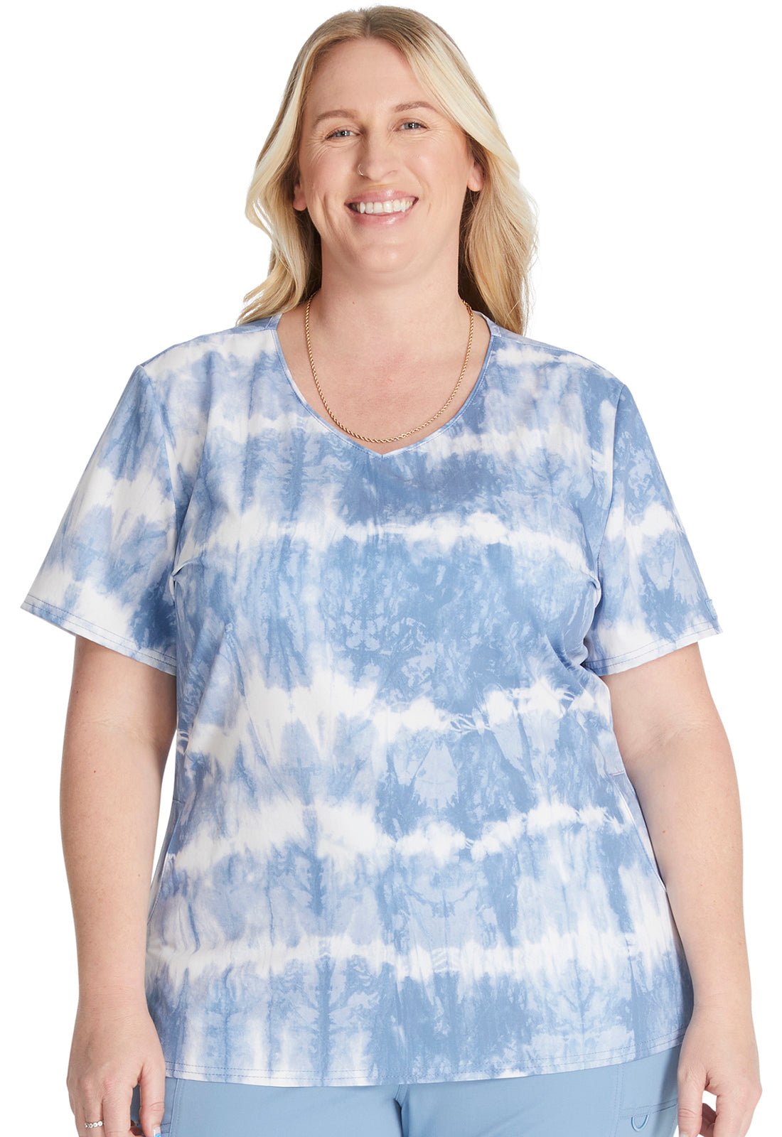Shibori Stripes Dickies EDS Print V Neck Scrub Top DK881 SHSE - Scrubs Select