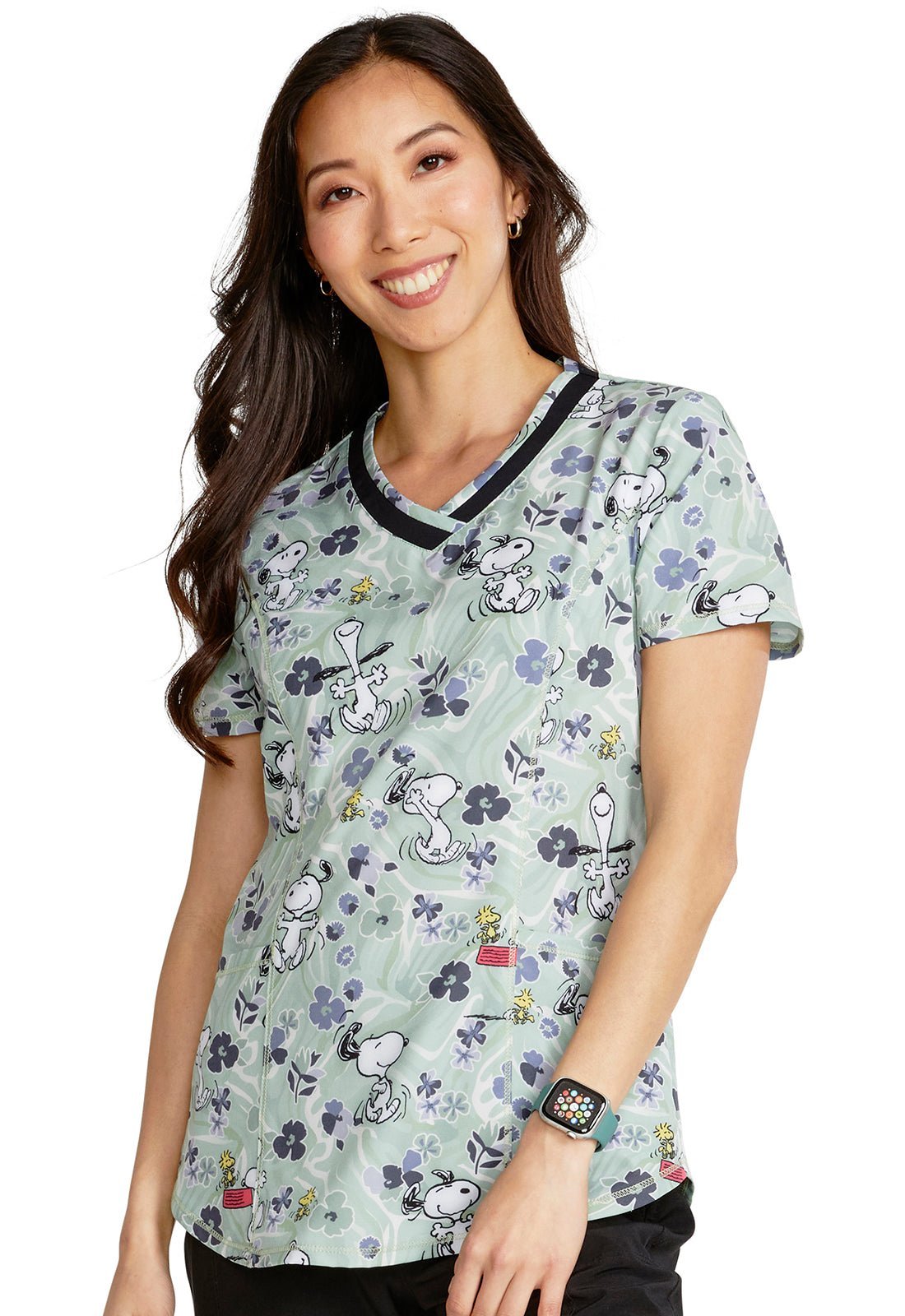 Snoopy Cherokee V-Neck Scrub Top TF769 PNVM - Licensed Peanuts