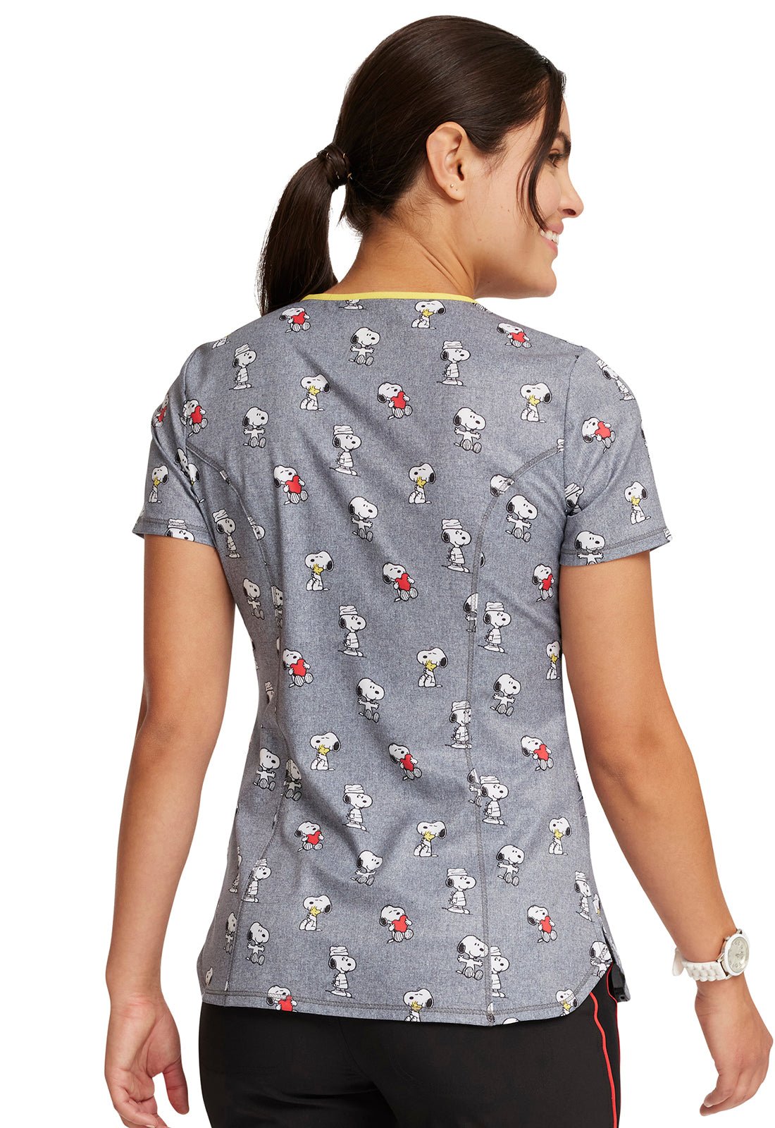 Snoopy Love Cherokee Peanuts Peanuts Infinity Print V Neck Scrub Top CK709 PNYV - Scrubs Select