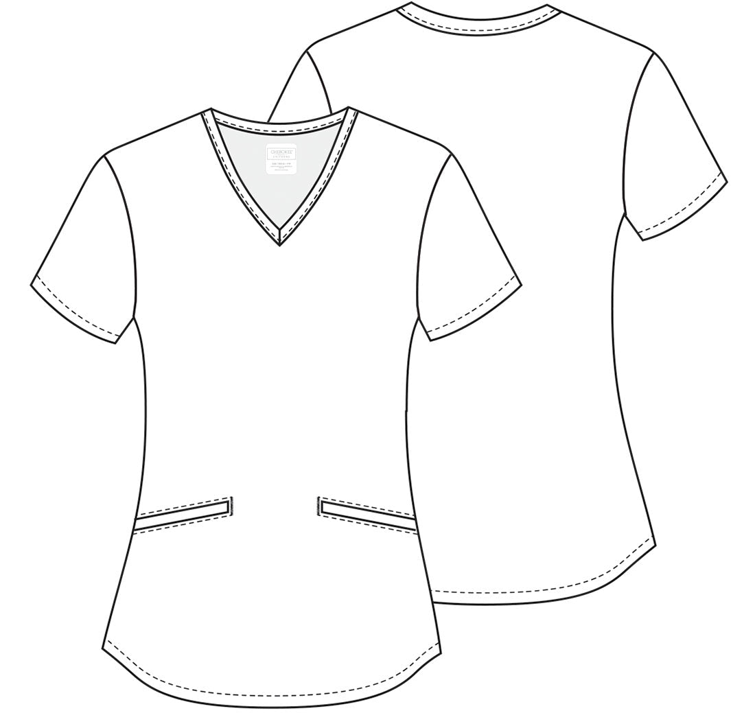 Snow Bunny Like U Cherokee Animal Print V Neck Scrub Top CK637 SOBK - Scrubs Select