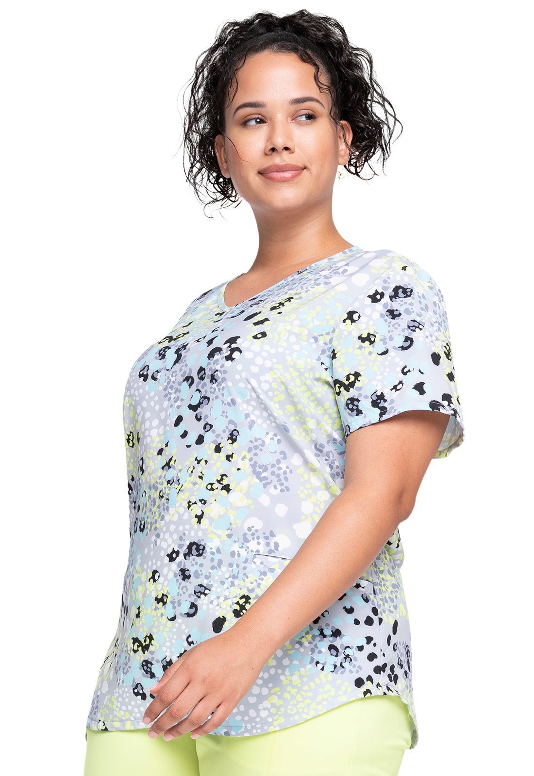 Spots Cherokee Print V Neck Scrub Top CK637 SGWD - Scrubs Select