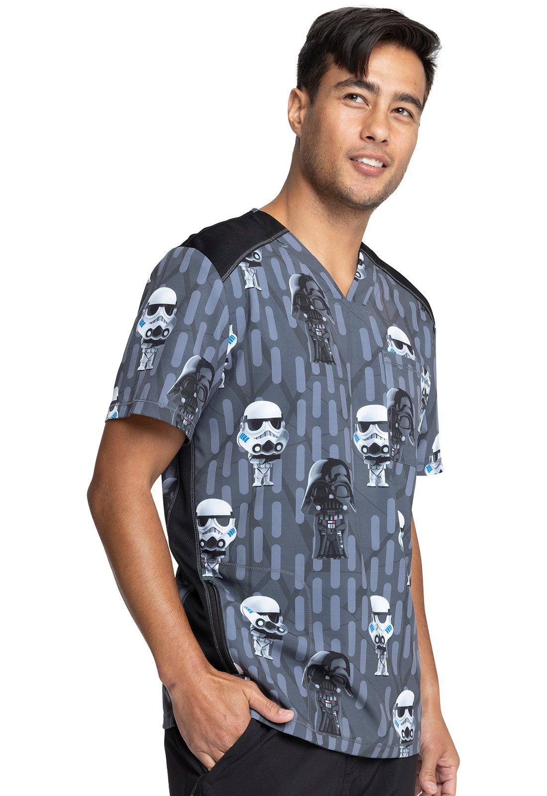 Star Wars Cherokee Tooniforms Licensed Men's V Neck Scrub Top TF713 SRBM - Scrubs Select