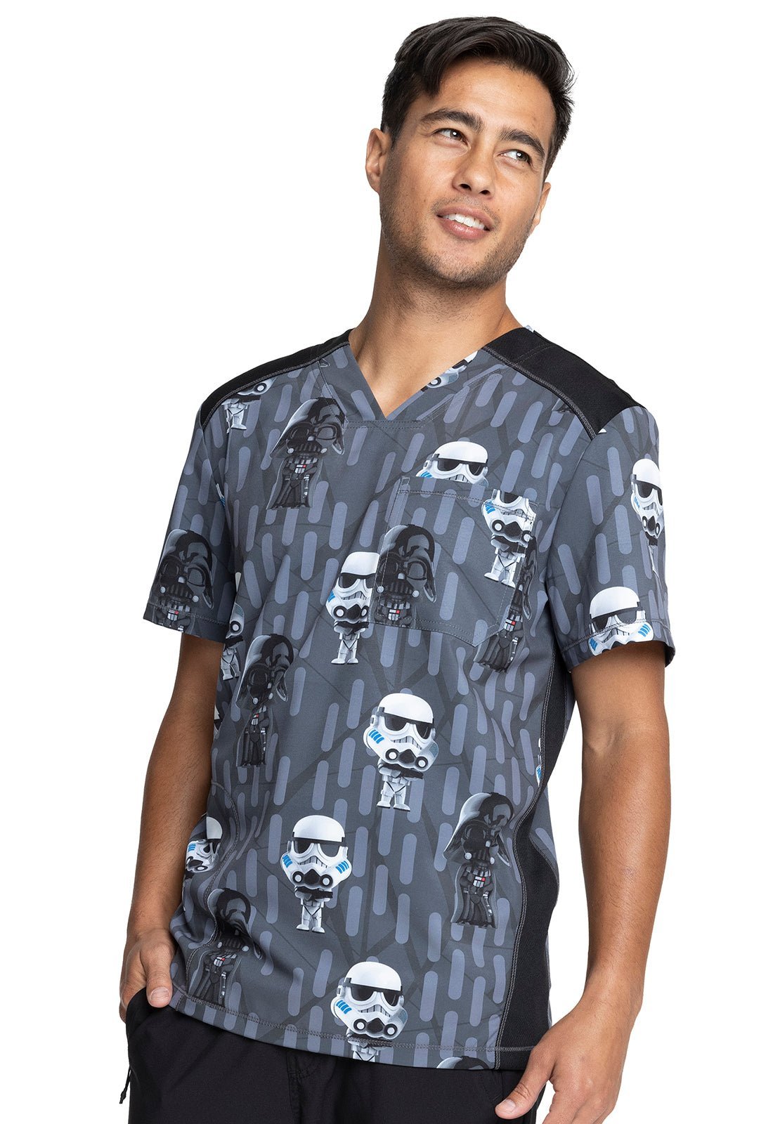 Star Wars Cherokee Tooniforms Licensed Men's V Neck Scrub Top TF713 SRBM - Scrubs Select