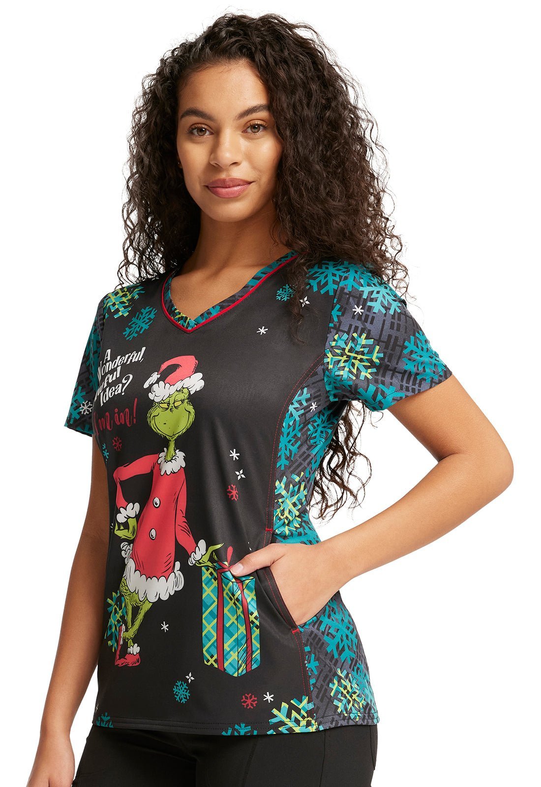 The Grinch Tooniforms Licensed Dr. Seuss V Neck Scrub Top TF743 SEIM - Scrubs Select